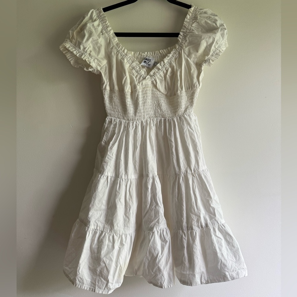 Princess Polly Daniela Puff Sleeve Ruffle Tiered Mini Dress - White